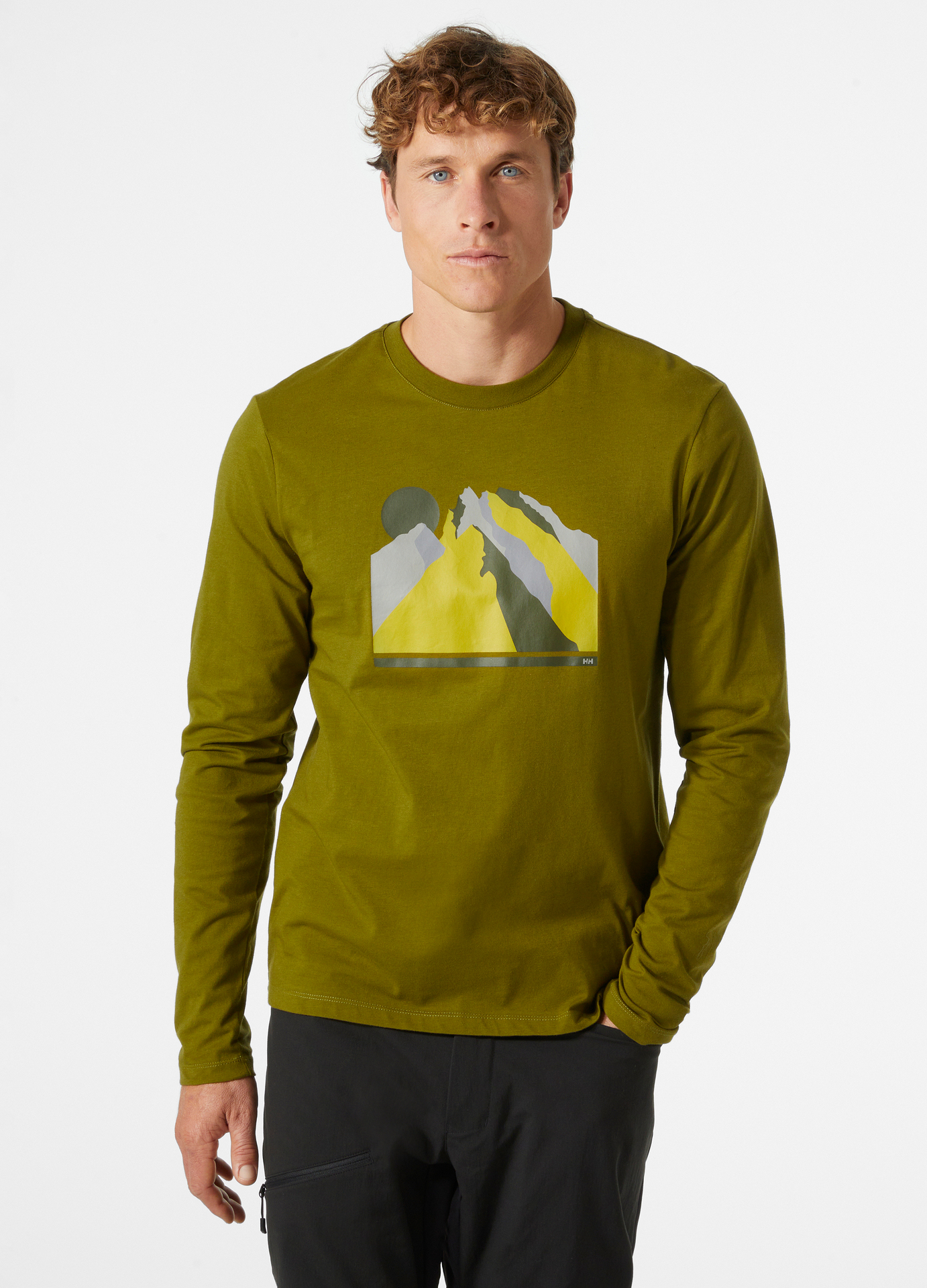 חולצה גרפית לגברים כותנה אורגנית ש.ארוך | Men's F2F Organic Cotton LS T-Shirt זית אמיתי S - 2xl